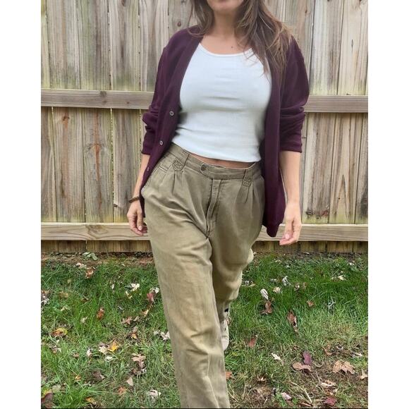 Vintage IZOD 80s Plum Cardigan Crest Embroidery - Picture 7 of 9